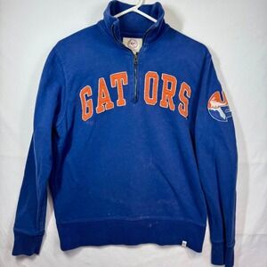 47‎ Brand Florida Gators Pullover Sweatshirt 1/4 Zip Blue Sz Small, Bleach Spots